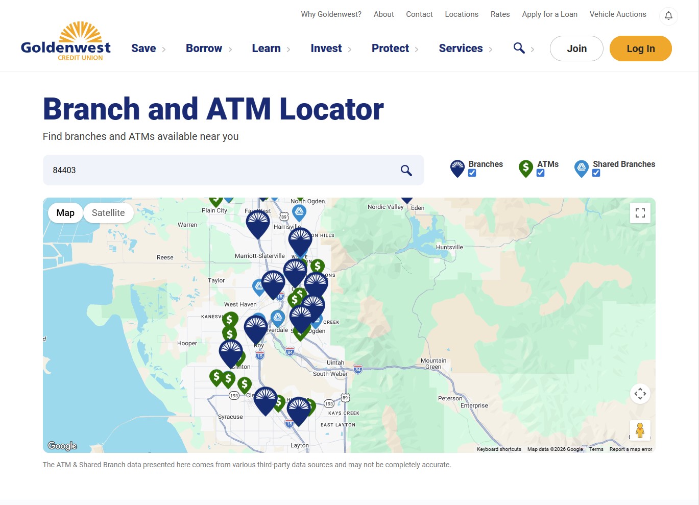 ATM and Branch Locator for a Credit Union